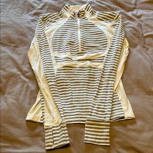 Lululemon Athletica Gray and White Striped Pullover